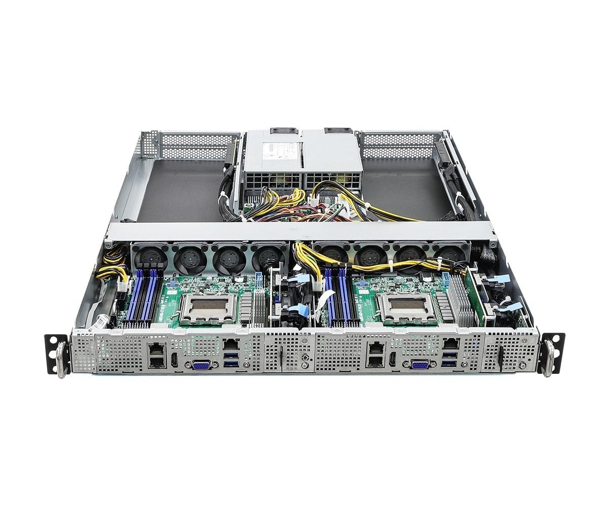 ASRock 1U2N2G-AM5/2T, Rack 1U, 2- node system, UP, AMD EPYC 4005, 1xGPU, 2x10GbE, Red. PSU, IPMI
