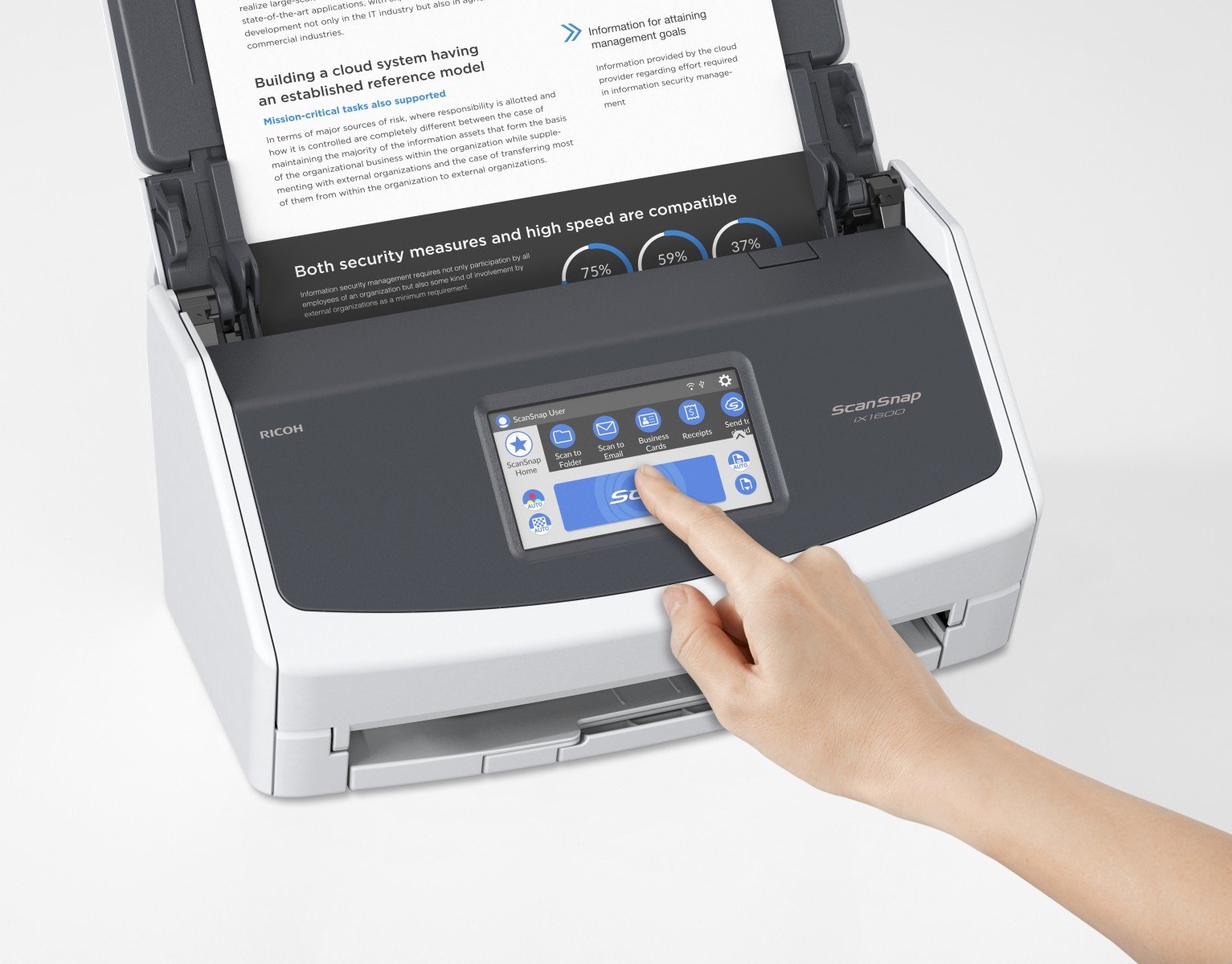 Fujitsu ScanSnap iX1600 Numériseur chargeur automatique de documents (adf) + chargeur manuel 600 x 600 DPI A4 Noir, Blanc