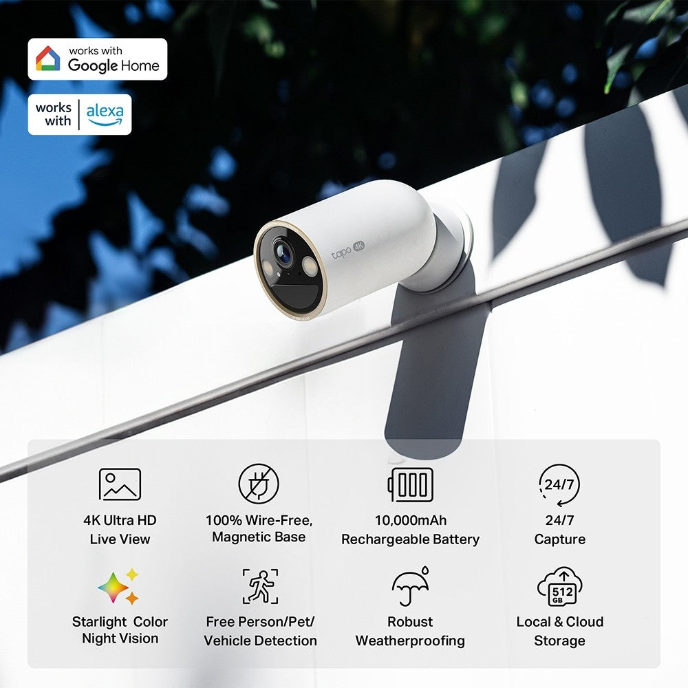 TP-Link Tapo C460 Balle (forme) Caméra de sécurité IP Extérieure 3840 x 2160 pixels Plafond/mur