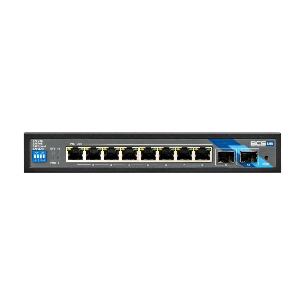 BCS BCS-B-SP08G-2SFP Commutateur PoE 8 Ports 1Gbps avec SFP et puissance de 96W