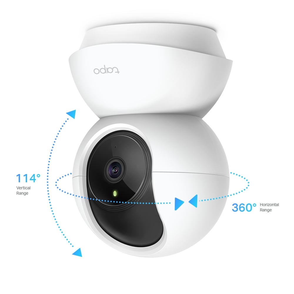 TP-LINK Pan/Tilt Home Security WiFi Camera Day/Night view 1080p FHD Micro SD card storage Up to 128Go H.264 Video 360/114 view angle