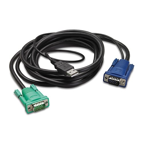 APC Keyboard / video / mouse KVM cable USB HD-15 VGA M to HD-15 VGA M 3.66m Black