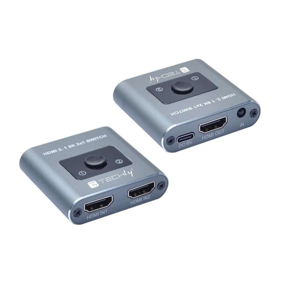 Techly IDATA HDMI-2128KT Commutateur HDMI 2.1 2x1 8K60Hz avec télécommande