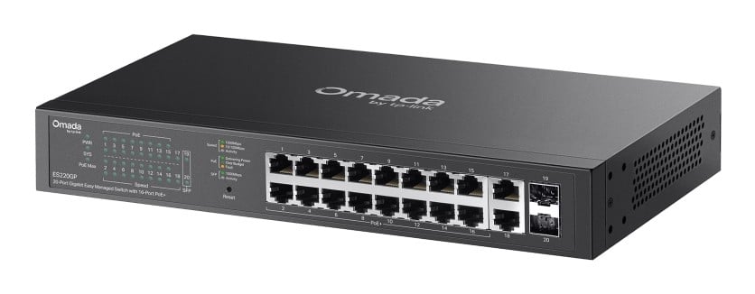 TP-LINK Omada 20-Port Gigabit Easy Managed Switch with 16-Port PoE+
