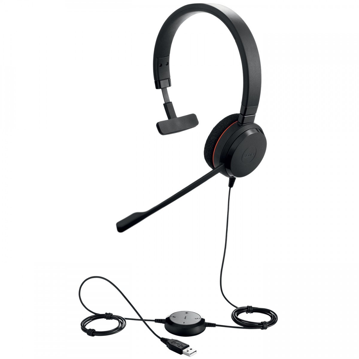 Jabra Evolve 20 MS Mono Casque Avec fil Arceau Bureau/Centre d'appels USB Type-A Noir