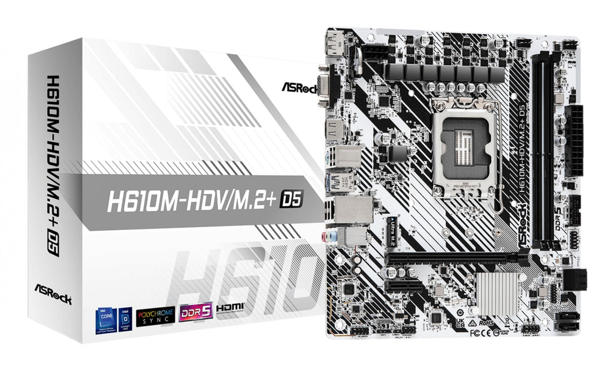 ASRock 90-MXBM50-A0UAYZ Carte mere H610M HDV Micro ATX avec support DDR5