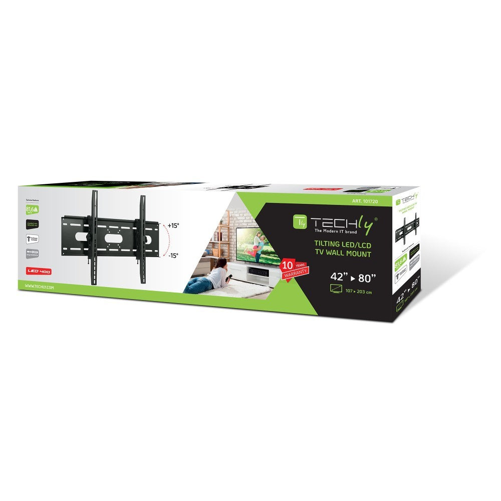 "Techly ICA-PLB 890 Support mural pour TV 42-80"" LED/LCD 80kg inclinable slim 82mm"