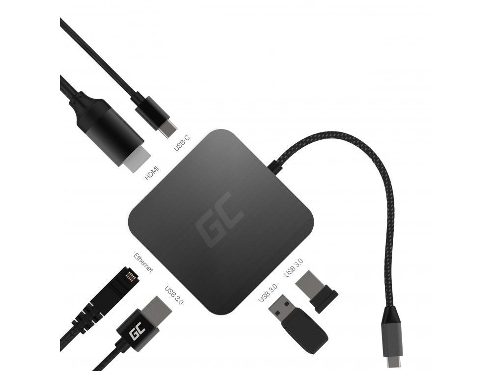 Green Cell AK61 hub & concentrateur USB 3.2 Gen 1 (3.1 Gen 1) Type-C Argent