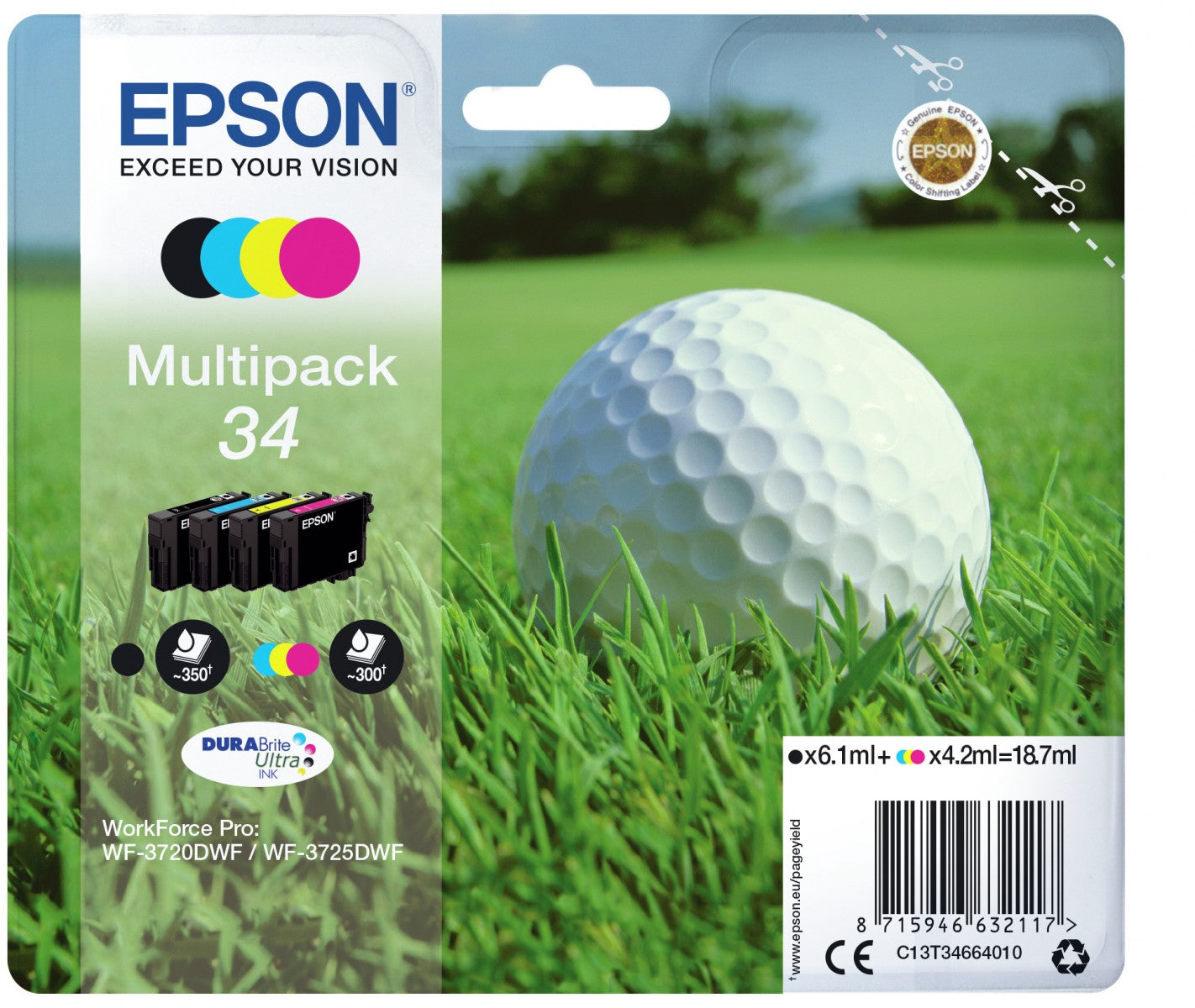 EPSON 2LB Multipack 34 Ink Multipack CMYK DURABrite Ultra Blister w/s