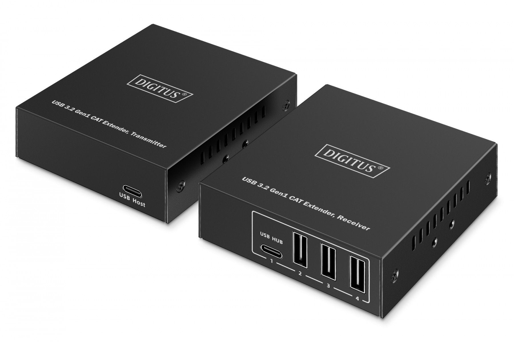 Extenseur via câble torsadé Cat.6A USB 3.1 Gen1 jusqu'a 100m, 3x USB-A, 1x USB-C jusqu'a 5 Gbps, 1x RJ45 (Gigabit Ethernet) - ensemble (récepteur/émetteur)