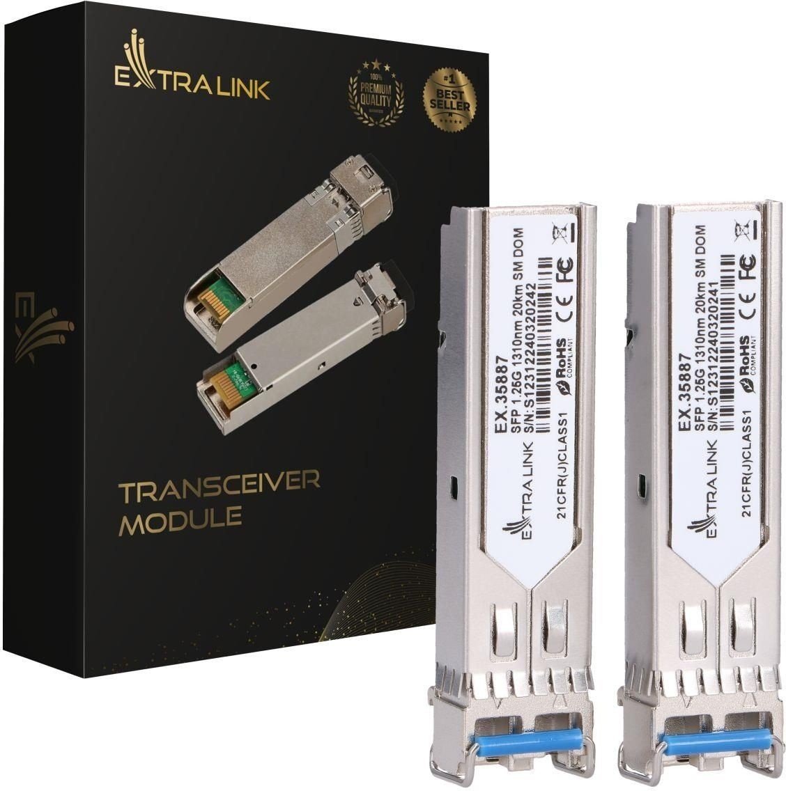 Extralink SFP 1.25G 2-pack | Module SFP | 1,25Gbps, LC/UPC, 1310nm, 20km, monopolaire, DOM