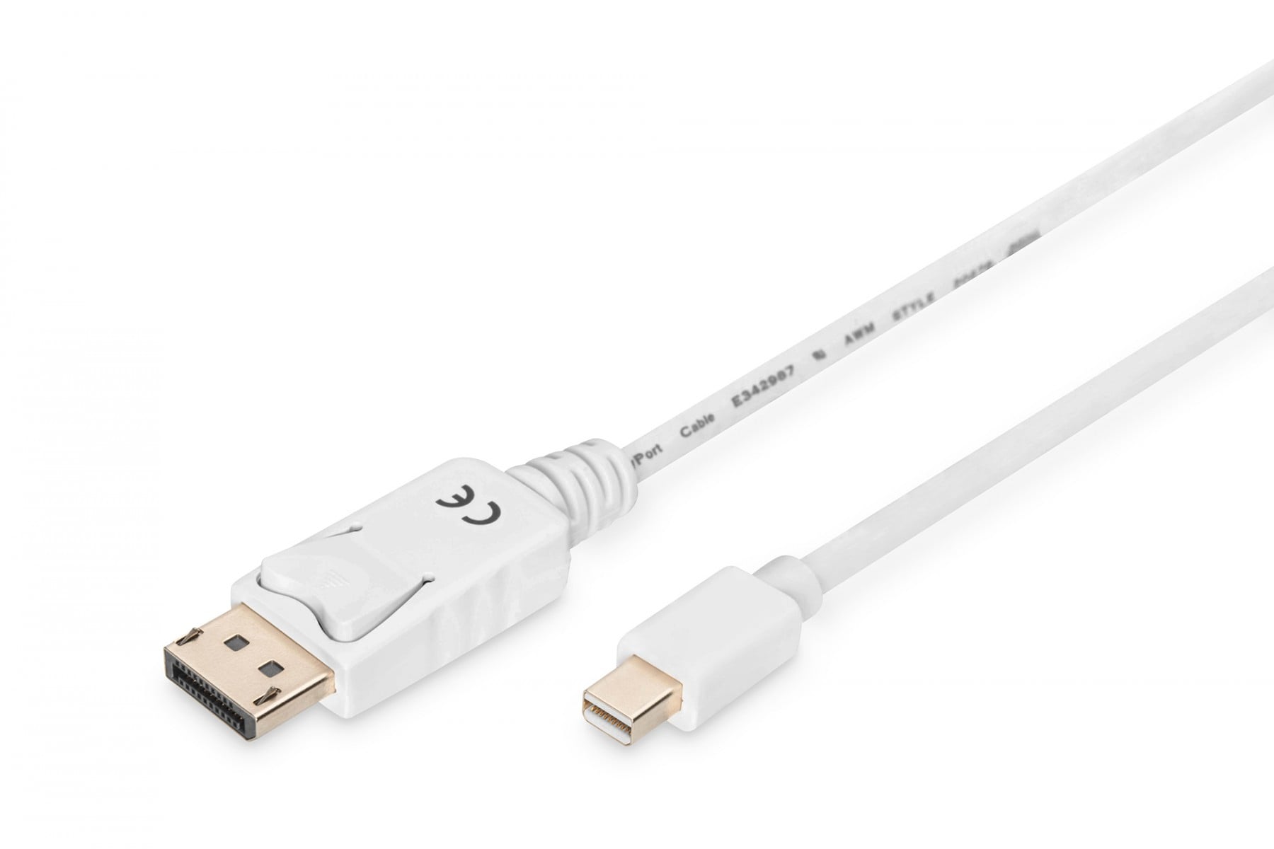 DIGITUS Câble de connexion DisplayPort - 1 m - Mini DisplayPort - DisplayPort - Blanc - Nickel - 1.1a
