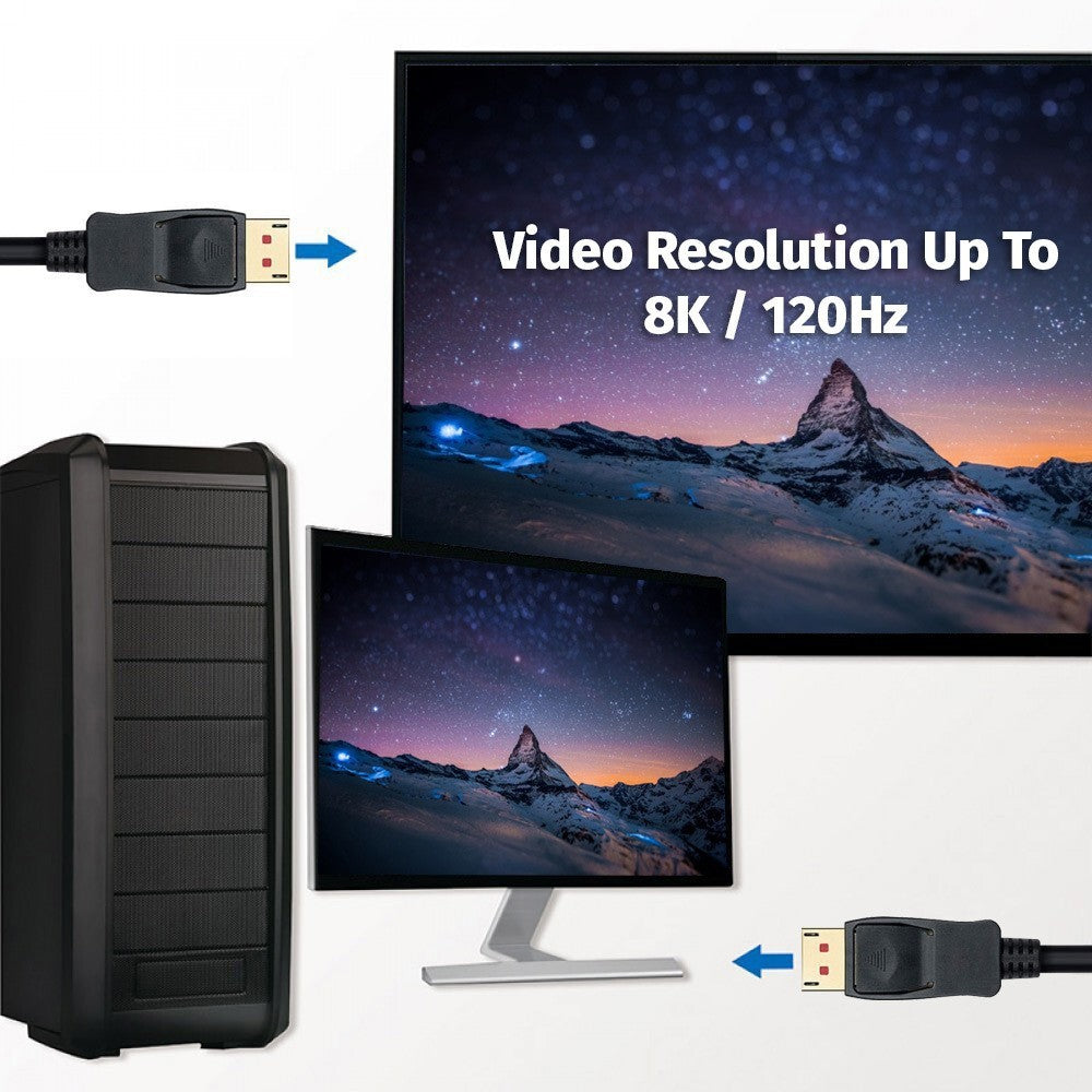 Techly ICOC DSP-A14-050NT Câble DisplayPort vers DisplayPort 1.4 8K*60Hz M/M 5m