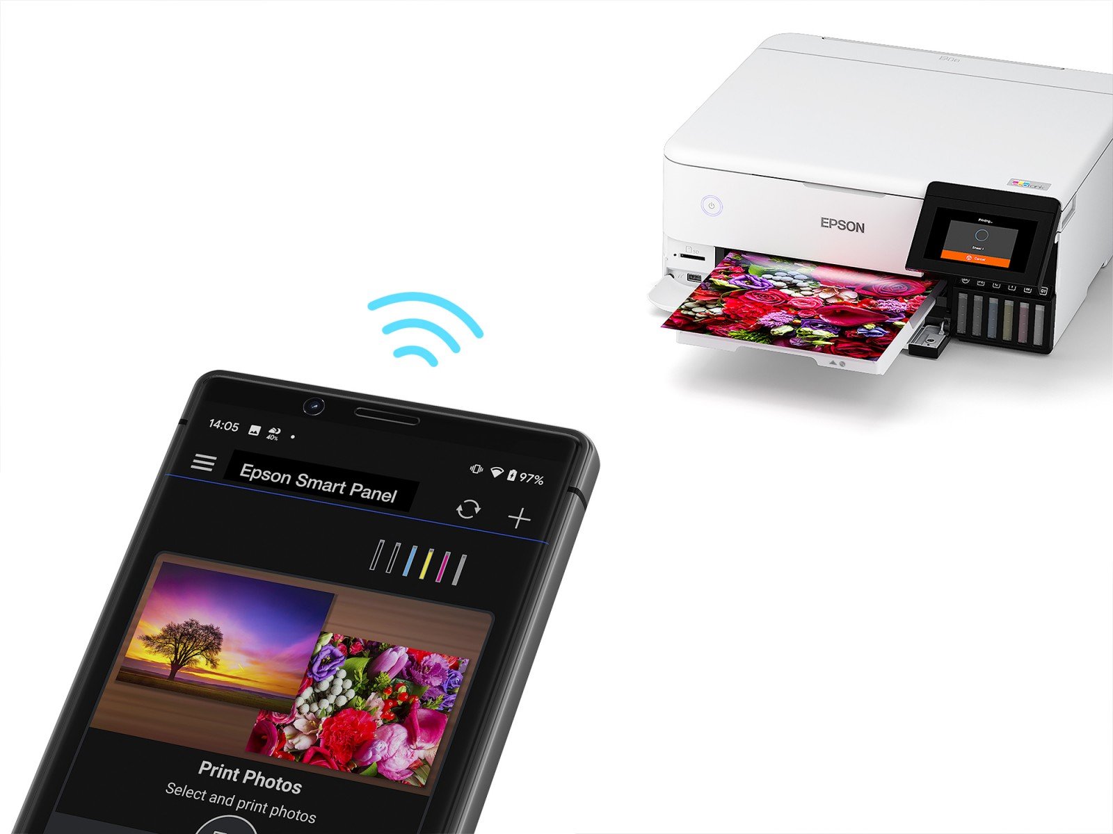 EPSON EcoTank ET-8500 MFP colour ink-jet refillable A4 16ppm print USB LAN USB host Wi-Fi white