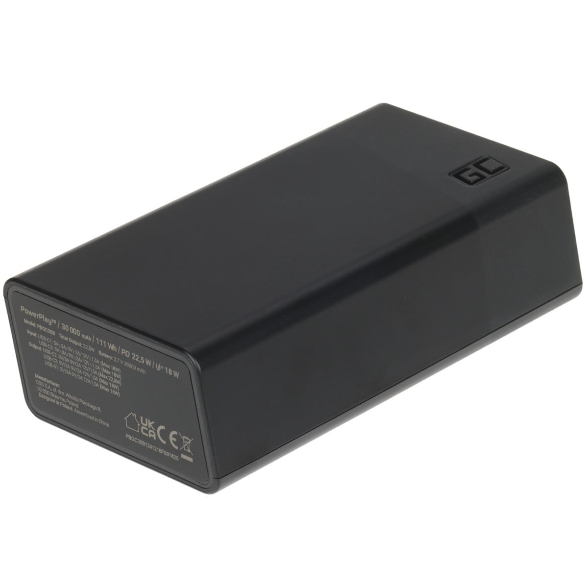 Green Cell PBGC30B PowerPlay 30 noir powerbank 30 000mAh 22.5W 4 ports