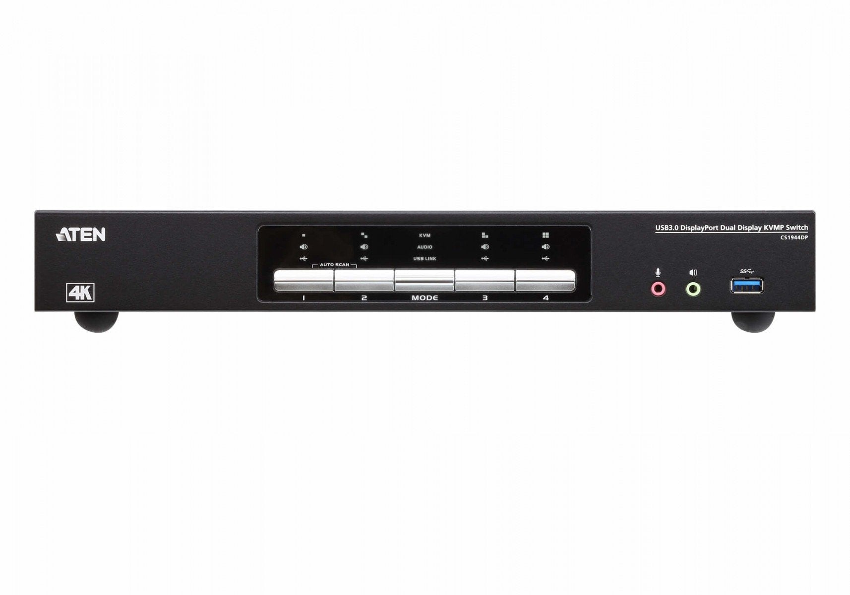 Commutateur KVMP™ deux affichage DisplayPort 4K 4 ports USB 3.0 - 4096 x 2160 pixels - Ethernet/LAN - 4K Ultra HD - 6,125 W - Noir