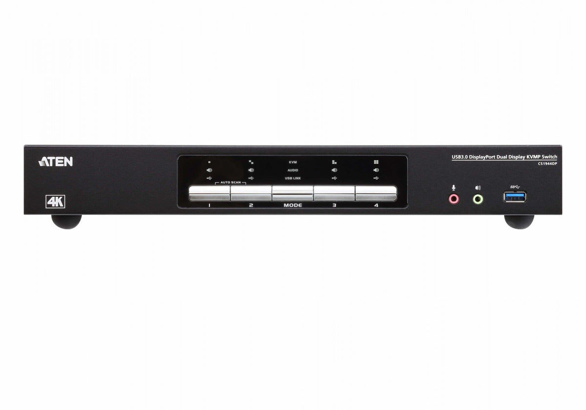 Commutateur KVMP™ deux affichage DisplayPort 4K 4 ports USB 3.0 - 4096 x 2160 pixels - Ethernet/LAN - 4K Ultra HD - 6,125 W - Noir