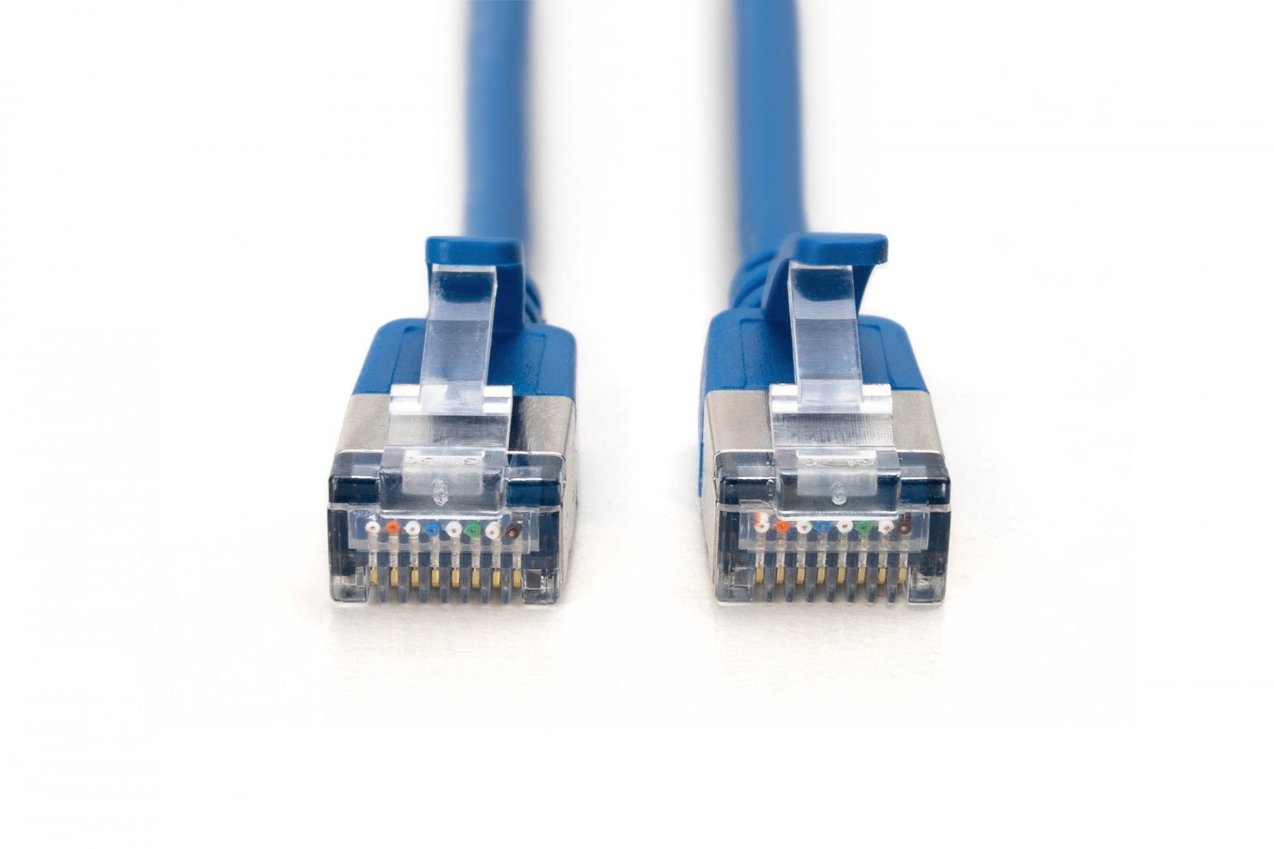 Câble patch RJ45-RJ45 slim, Cat. 6A, F/FTP, AWG 32/7, LSOH, 0,5 m, bleu