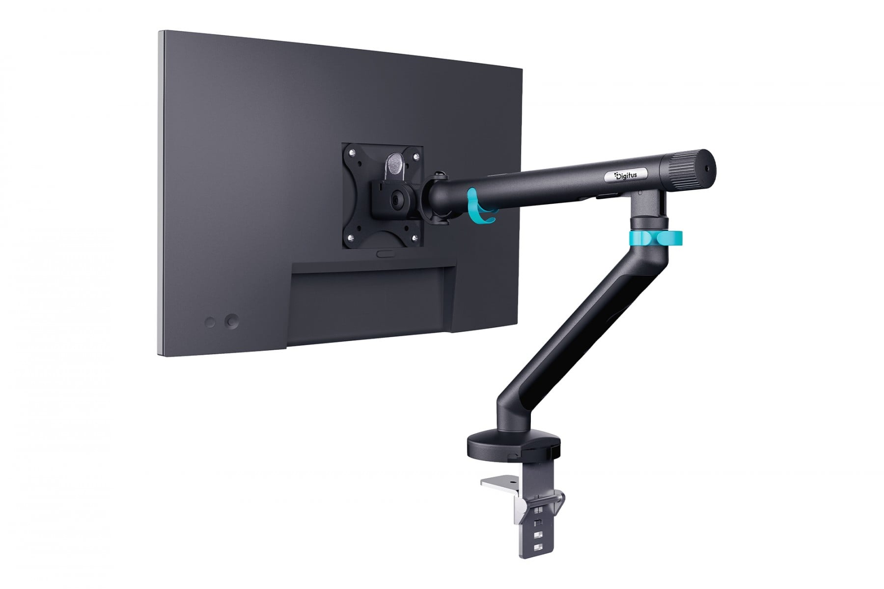 "Digitus DA-90469 Bras de bureau simple avec pince et ressort mécanique | 1x LCD max. 35"" 10kg | VESA : 75x75, 100x100 | Noir"