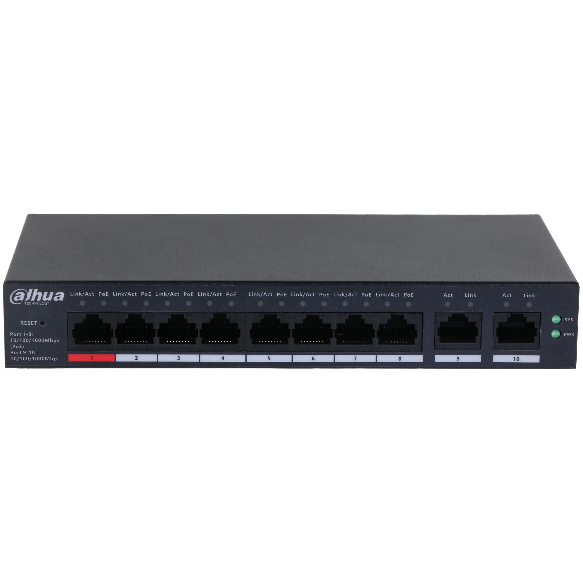 Dahua CS4010-8GT-110 Commutateur Gigabit de Bureau Géré par le Cloud de 10 Ports avec 8 Ports PoE