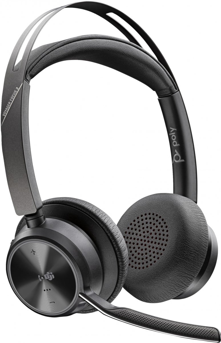 HP Poly Voyager Focus 2 Microsoft Teams Certified USB-C-C Headset +USB-C/A Adapter +Charging Stand Sans fil Arceau Bureau/Centre d'appels Bluetooth Socle de cha