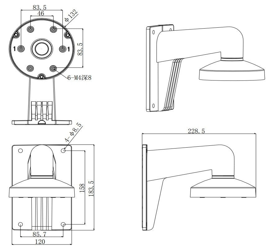 Hikvision DS-1273ZJ-130-TRL(Black) Wall mount