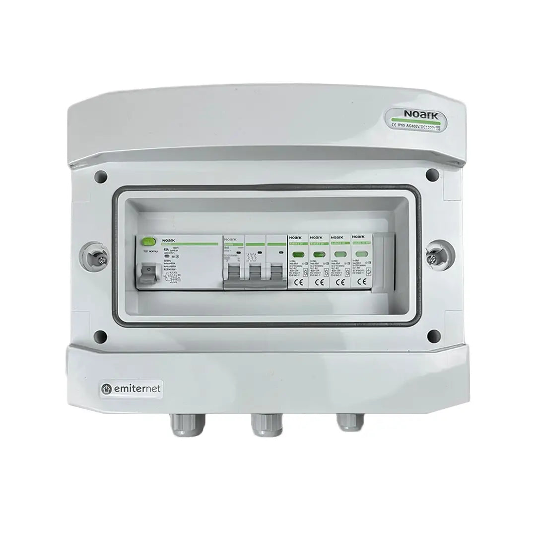 EMITER EM-749N_AC Tableau de distribution AC, IP65, SPD AC Noark type 2, disjoncteur 40A 3-F, RCD type A 63A/300mA