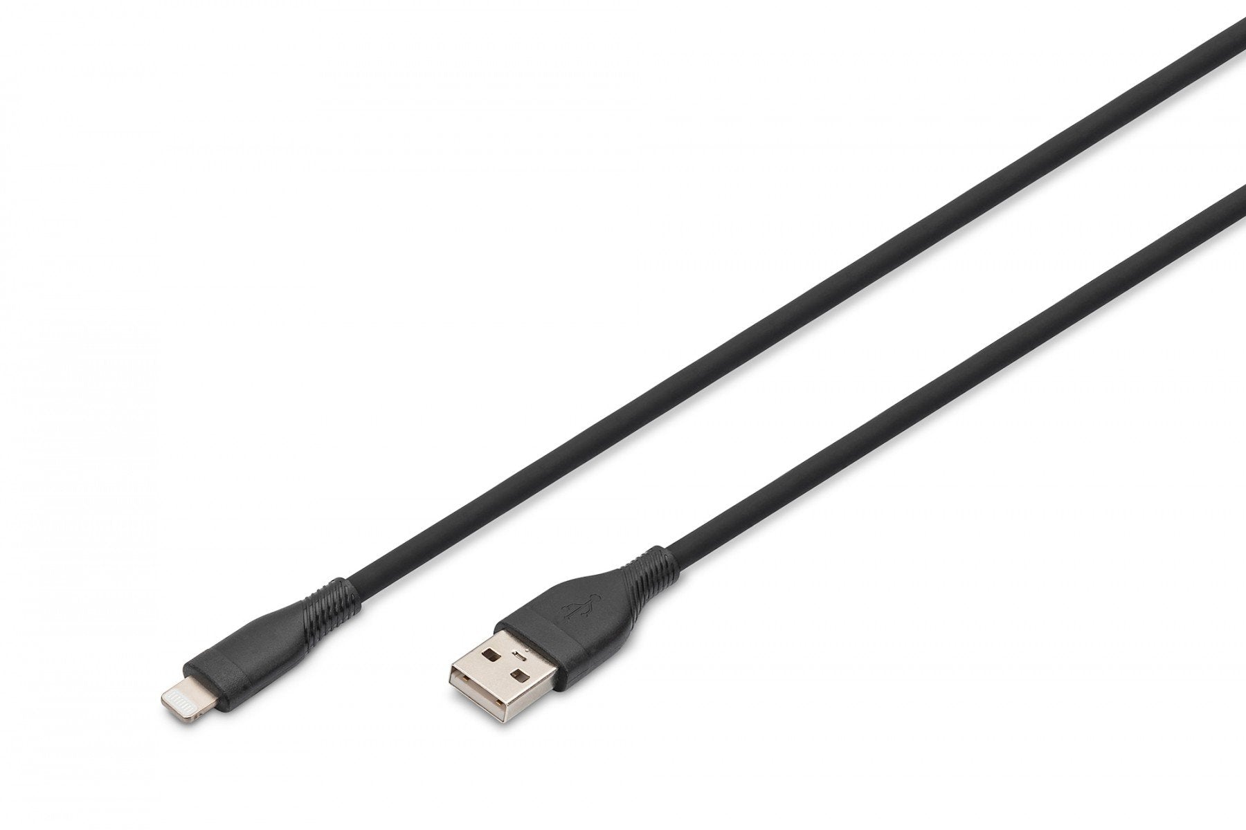 Câble d'alimentation en silicone USB-A vers Lightning, USB 2.0 12W, MFI, 2m noir