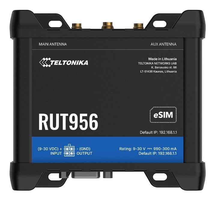 TELTONIKA NETWORKS RUT956 DUAL SIM 4G/LTE/3G/2G RS232 RS584 WiFi router eSIM version