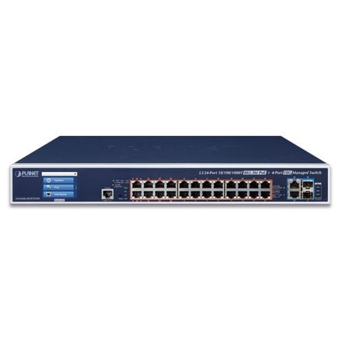PLANET GS-6320-24UP2T2XV commutateur réseau Géré L3 Gigabit Ethernet (10/100/1000) Connexion Ethernet, supportant l'alimentation via ce port (PoE) 1.25U Bleu