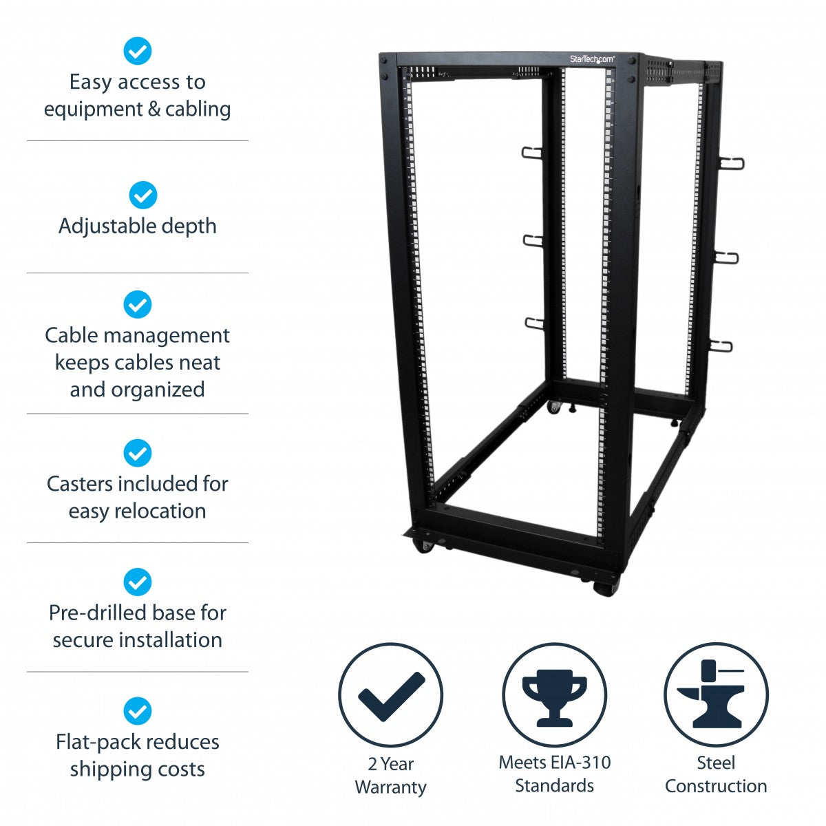 25U Adjustable Depth 4 Post Server Rack