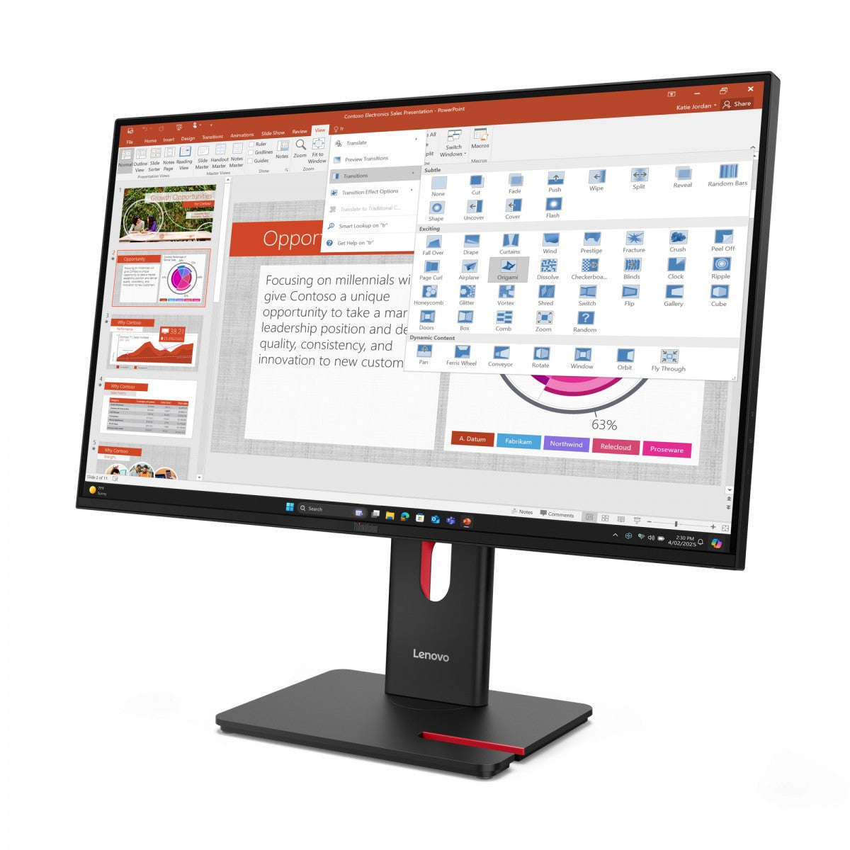 LENOVO ThinkVision T27-40 LED Écran 27p 1920x1080 Full HD (1080p) 120Hz IPS 300cd/m2 1500:1 4ms HDMI VGA DisplayPort 3y