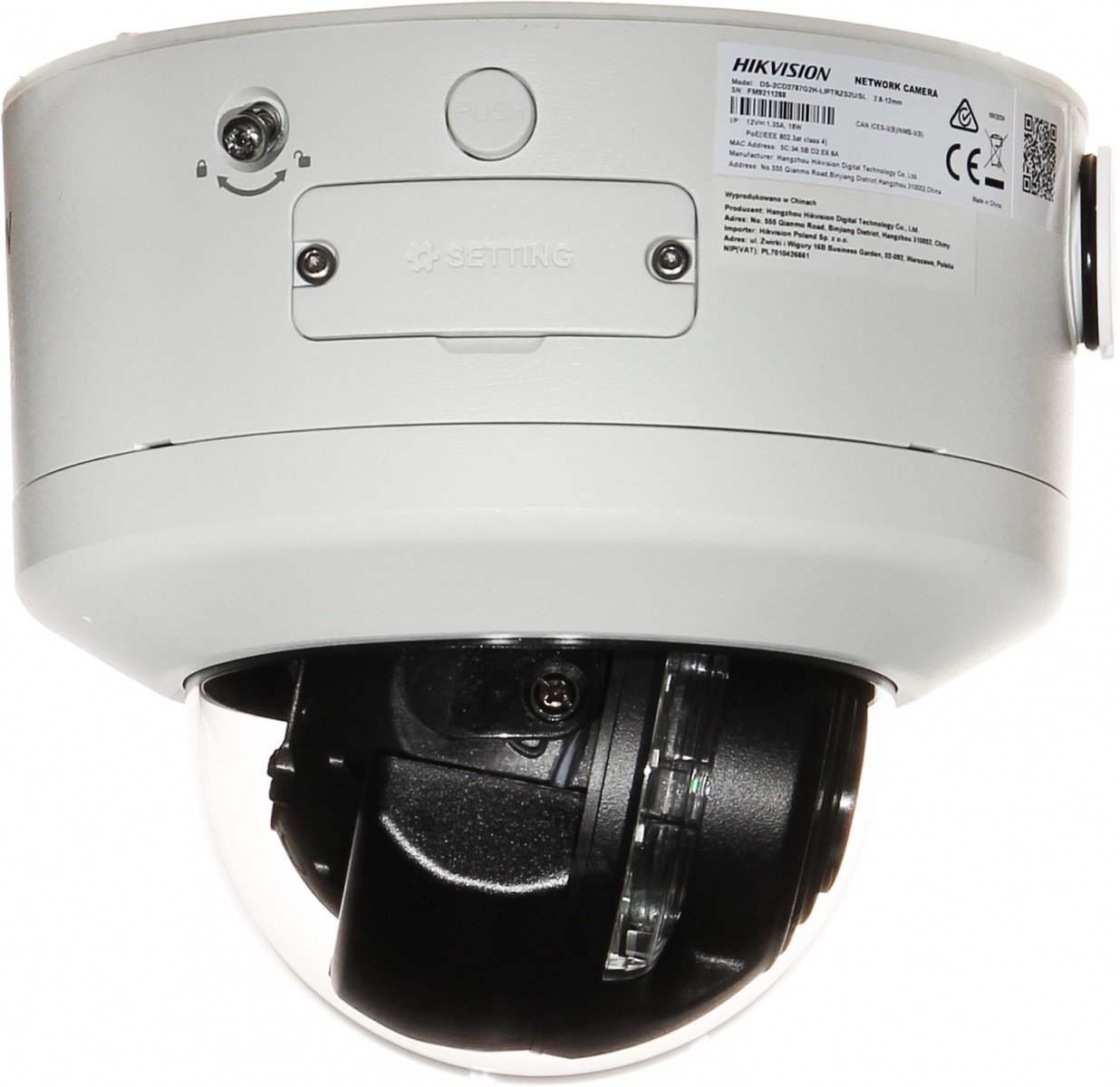 Hikvision DS-2CD2787G2H-LIPTRZS2U/SL(2.8-12mm) Caméra réseau dôme varifocale motorisée 8 MP avec Smart Hybrid Light et ColorVu