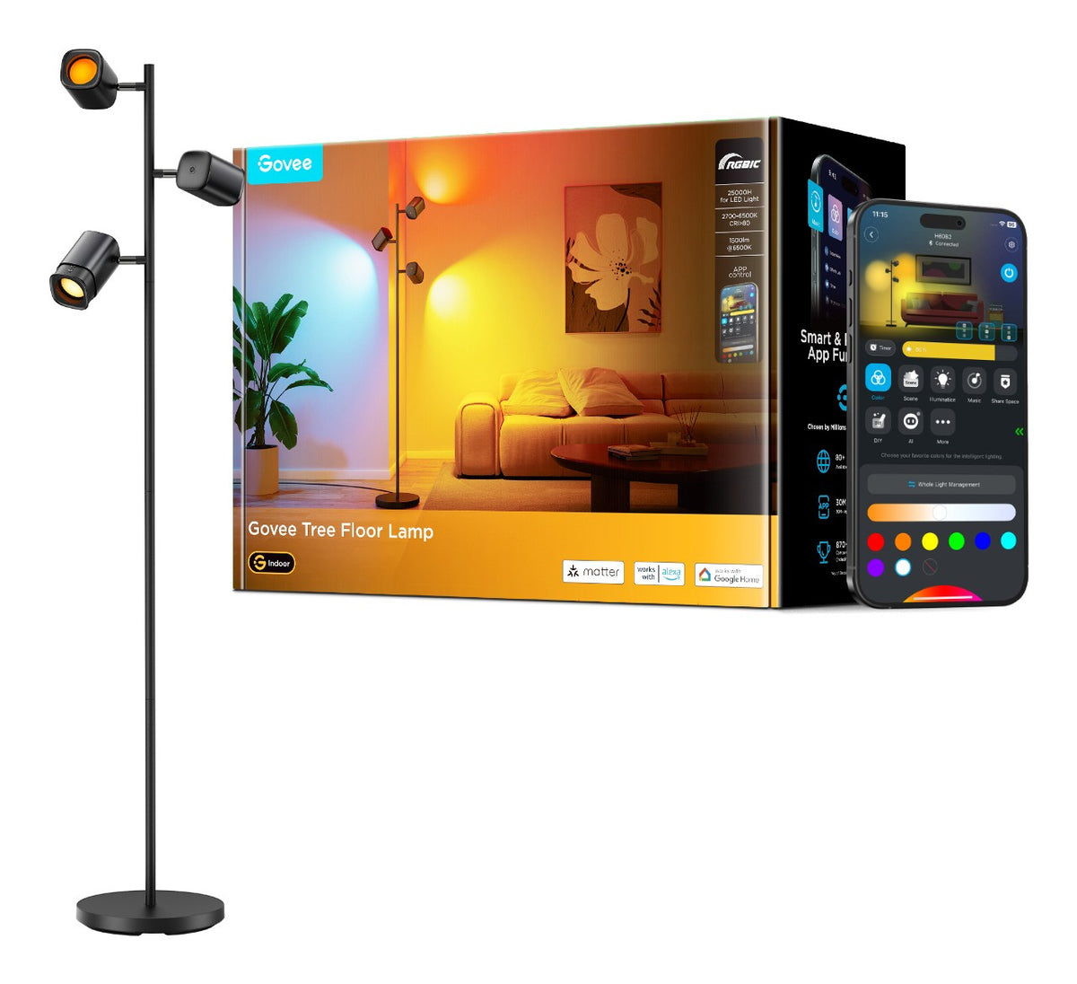 Govee H60B2311 Lampe sur pied arbre RGBWW