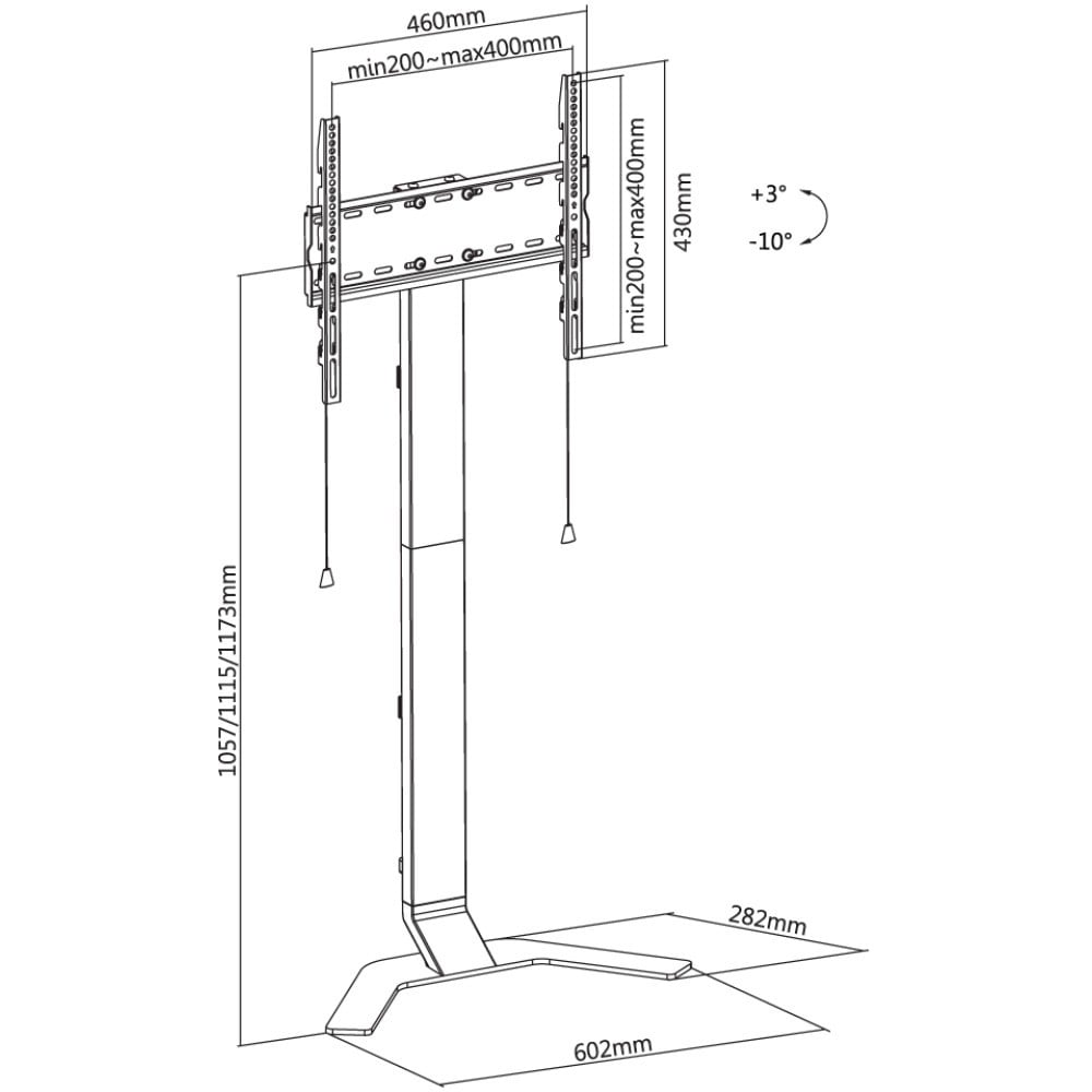 "Techly ICA-TR47 Support de sol pour TV 32-70"" jusqu'a 40kg réglable slim"