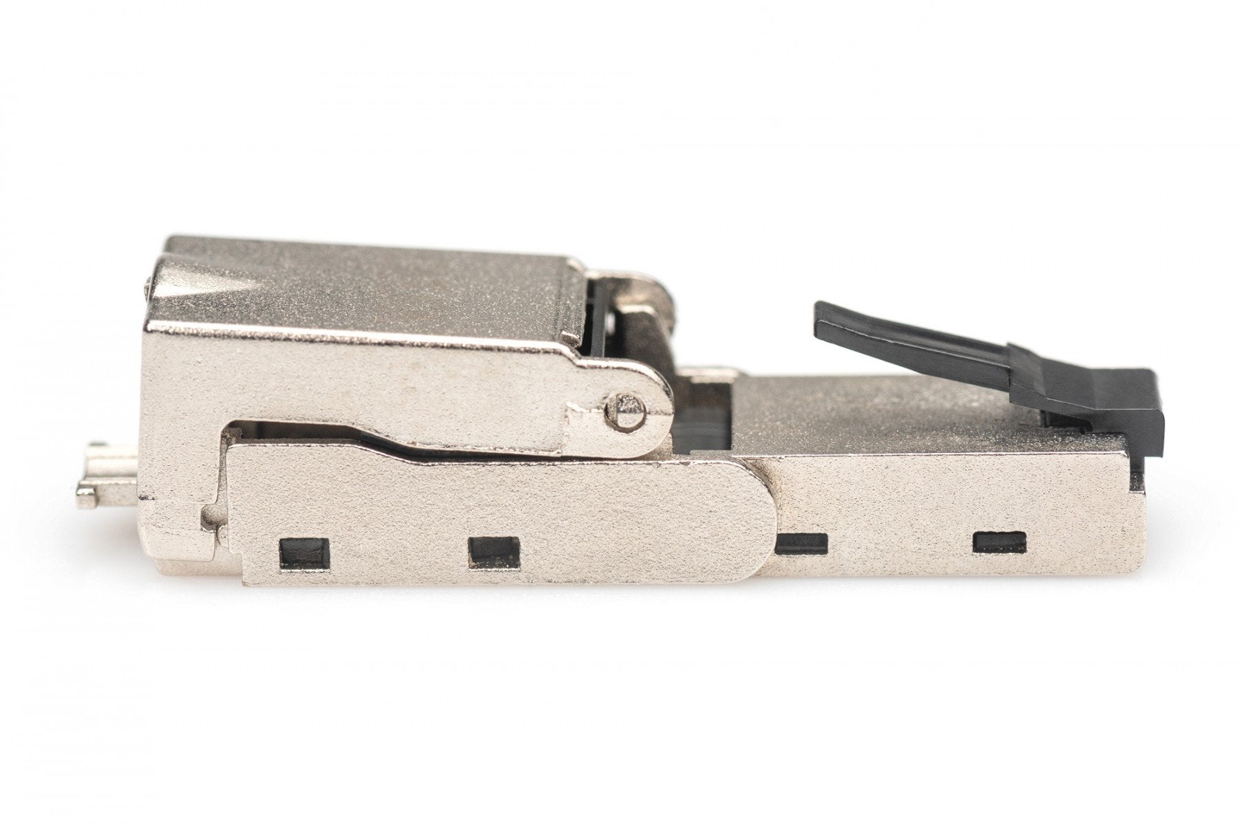 Prise modulaire coudée RJ45 cat.6A, PoE+, 10GbE, STP, métal, sans outil, AWG 27-22, toronné/plein