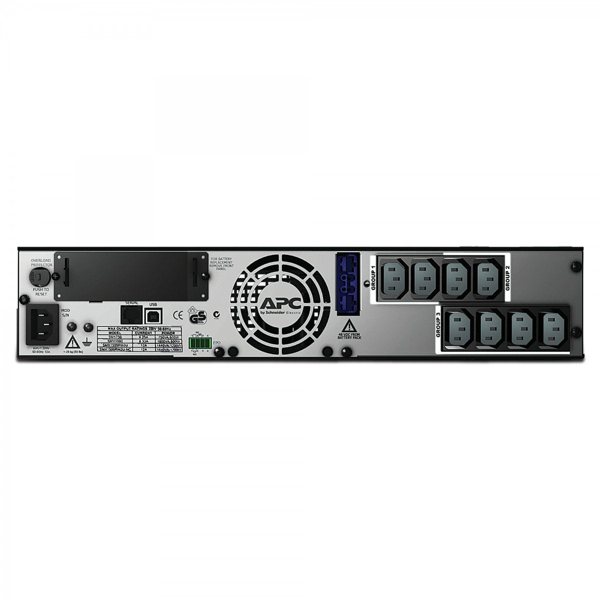 APC Smart-UPS X 1500 Rack/Tower LCD UPS rack-mountable AC 230V 1200Watt 1500VA RS-232 USB output connectors 8 2U Black
