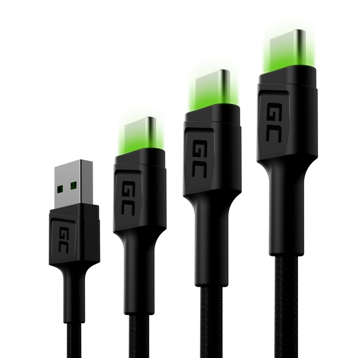 Green Cell KABGCSET01 câble USB 2 m USB A USB C Noir