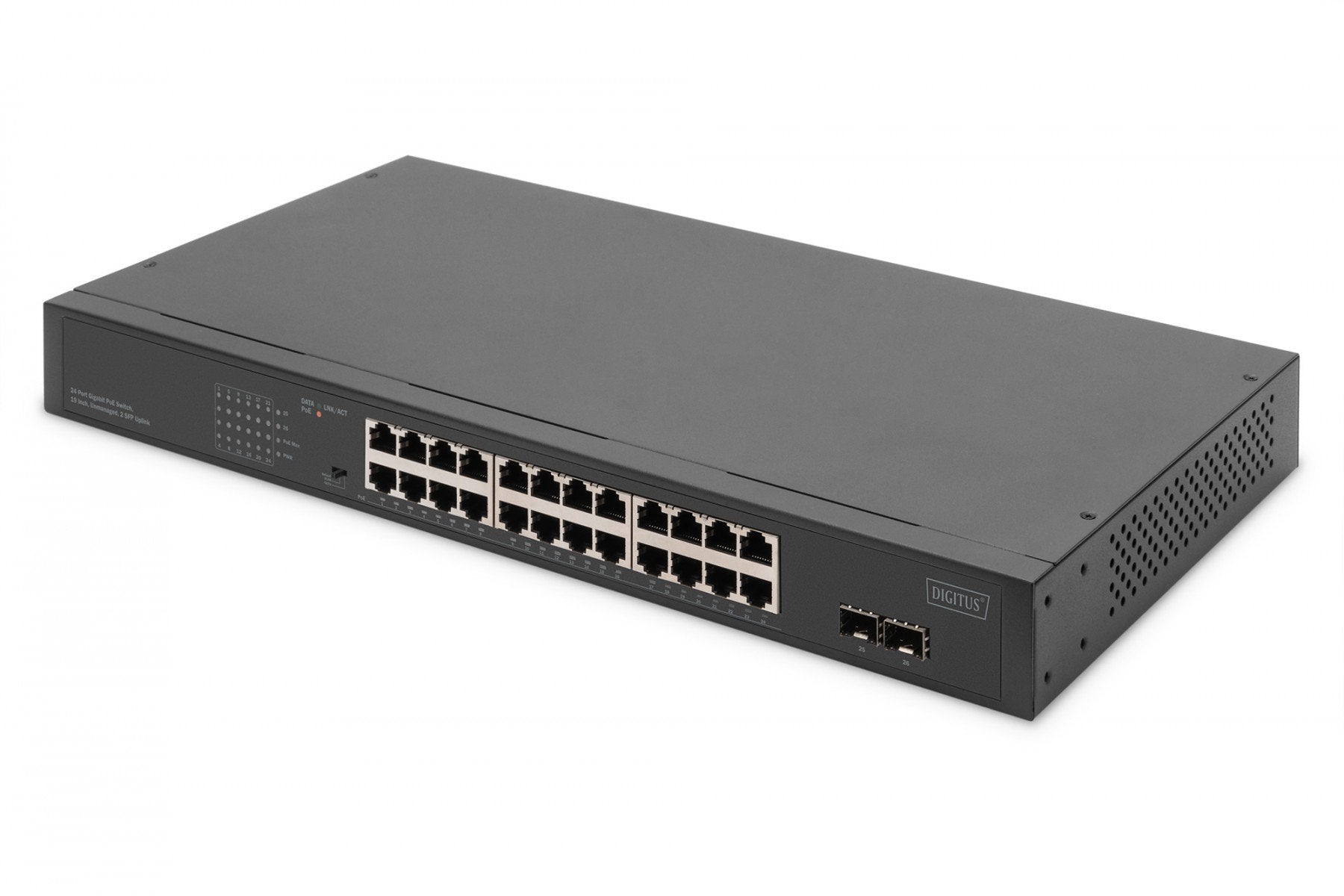 24 ports Gigabit + 2 ports Gigabit SFP