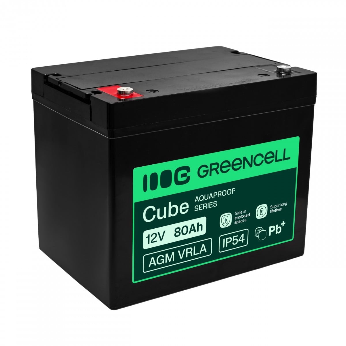 Batterie sans entretien Green Cell AGM VRLA 12V 80Ah pour UPS, balances, camping-car (260x168x216mm)