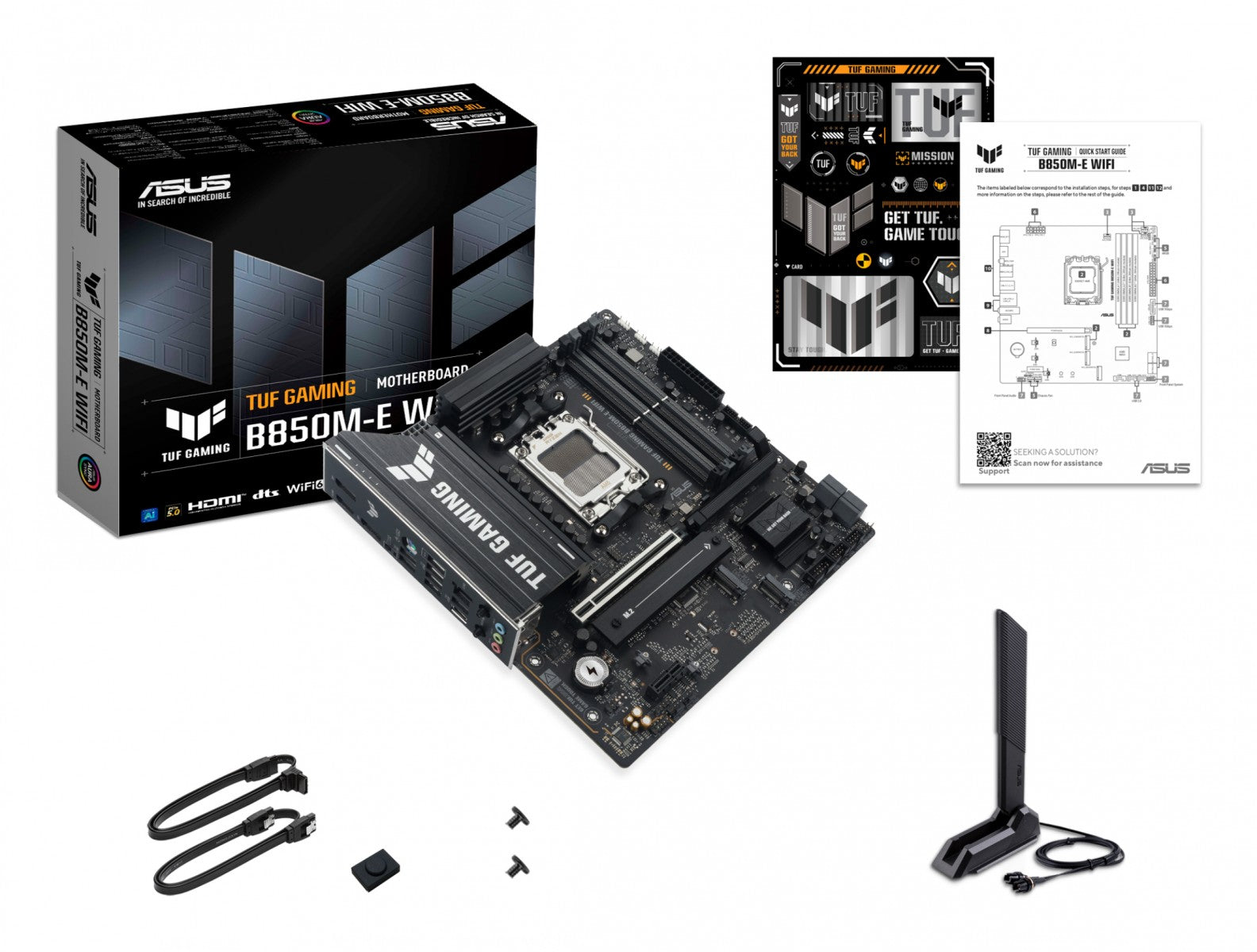 ASUS TUF GAMING B850M-E WIFI AMD AM5 mATX motherboard 4xDDR5 PCIe 5.0 3xM.2 1xHDMI 1xDisplayPort 4xSATA