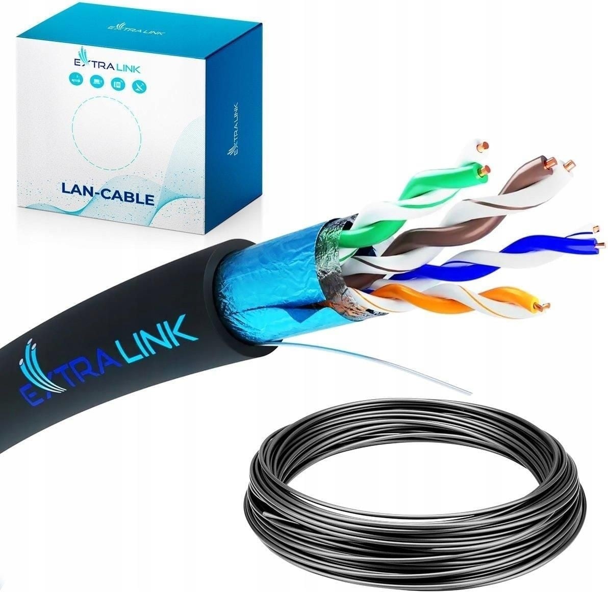 Extralink CAT5E FTP (F/UTP) Extérieur | Câble réseau torsadé | 50M