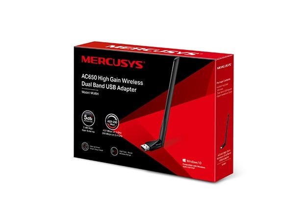 TP-LINK MERCUSYS MU6H AC650 High Gain WiFi Dual Band USB Adapter USB 2.0 External antena 5dBi