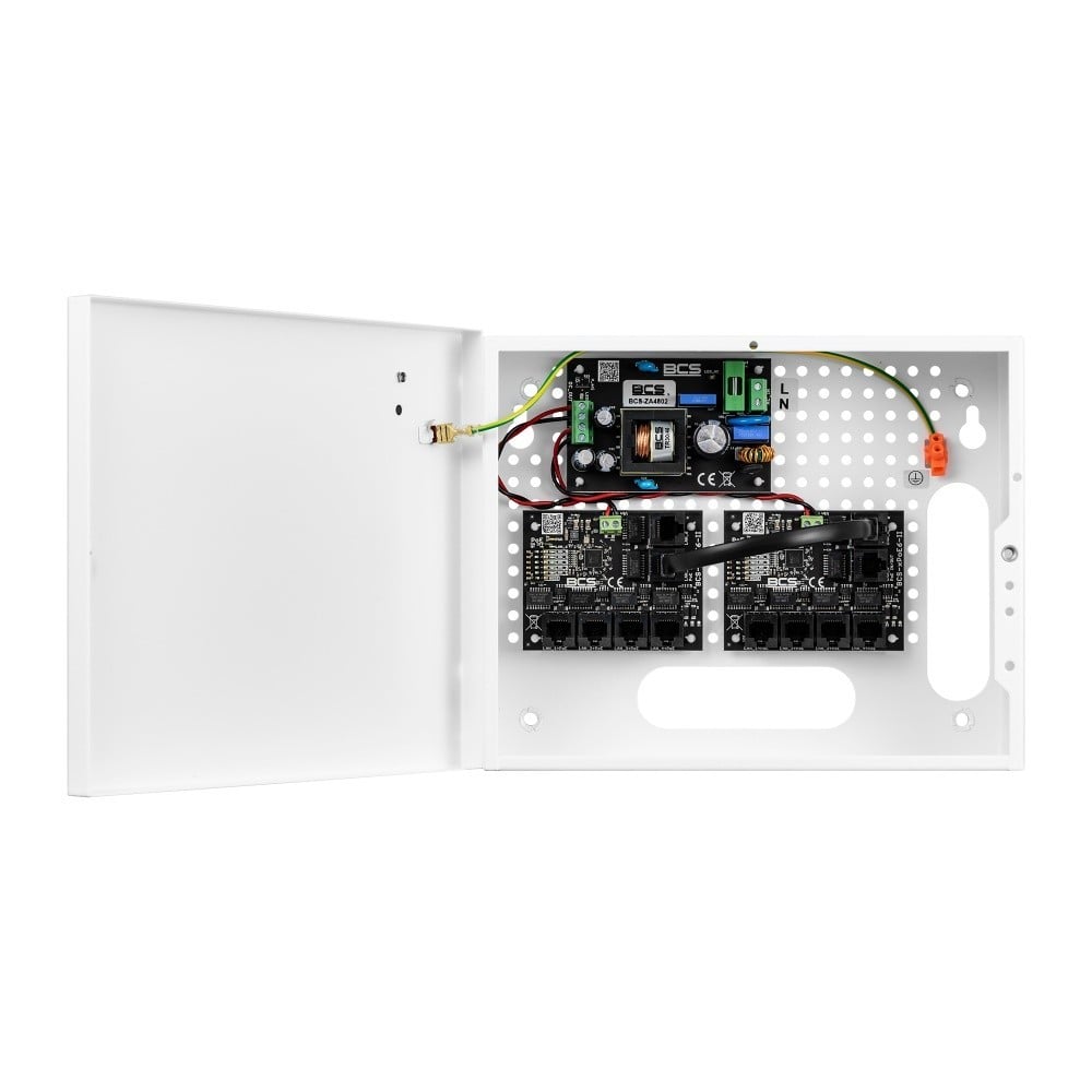 BCS BCS-IP8/E-S Ensemble d'alimentation PoE pour caméras IP, boîtier intérieur, jusqu'a 9 récepteurs