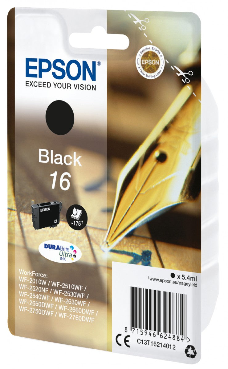 EPSON 6LB 16 ink cartridge black standard capacity 5.4ml 175 pages 1-pack RF-AM blister w/s