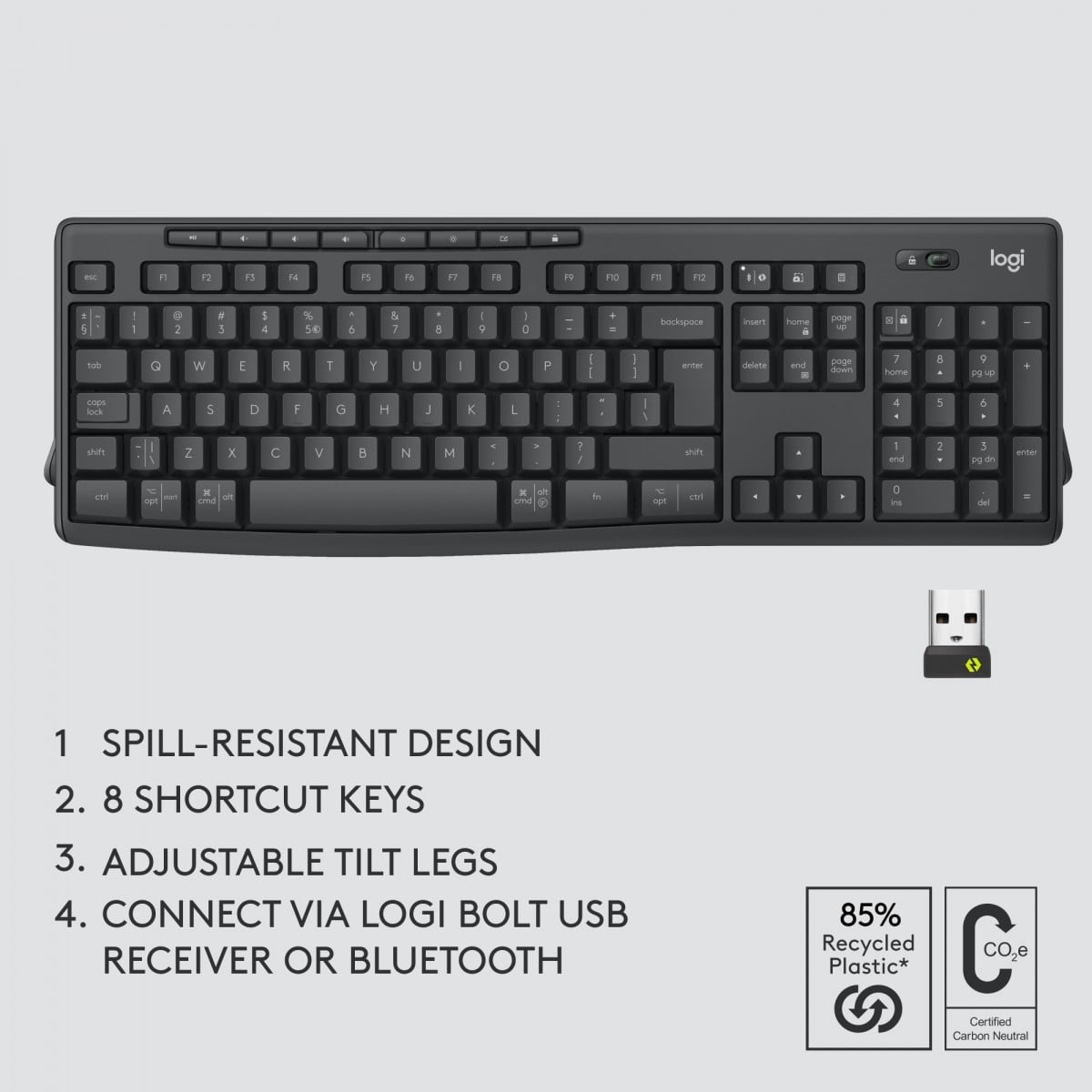 Logitech MK370 Combo for Business clavier Souris incluse Bureau Bluetooth QWERTZ Suisse Graphite