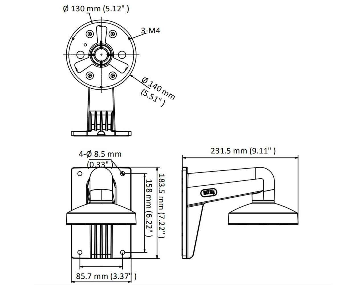 Hikvision DS-1273ZJ-140-DM45 Support mural