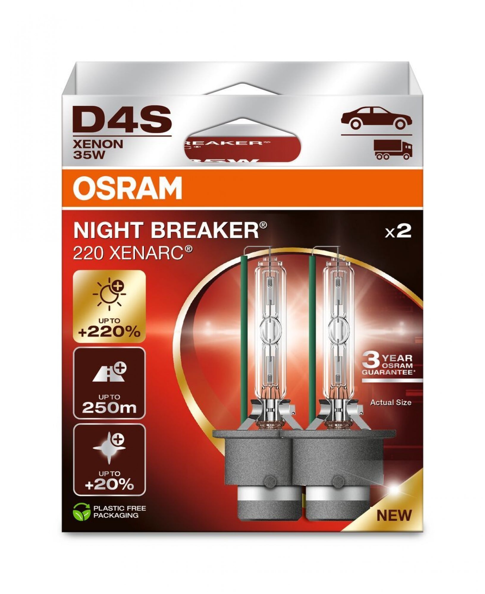 OSRAM XENARC NIGHT BREAKER 220 D4S 35 W, 2 pcs.
