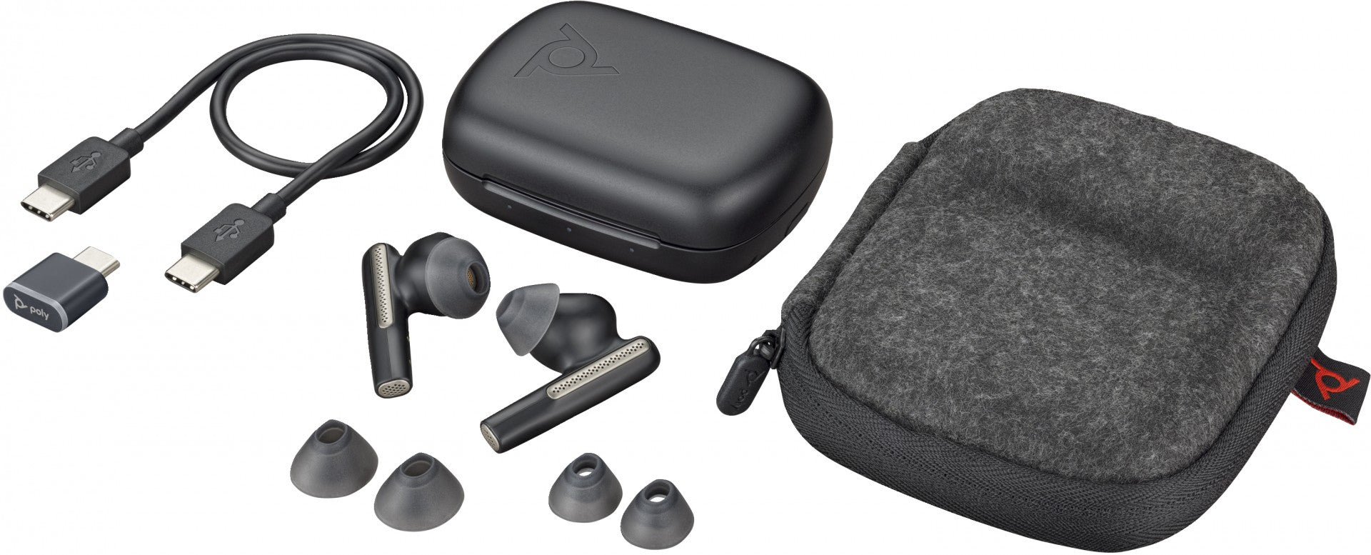 HP Poly Voyager Free 60 UC Carbon Black Earbuds +BT700 USB-C Adapter +Basic Charge Case Casque Sans fil Ecouteurs Appels/Musique USB Type-C Bluetooth