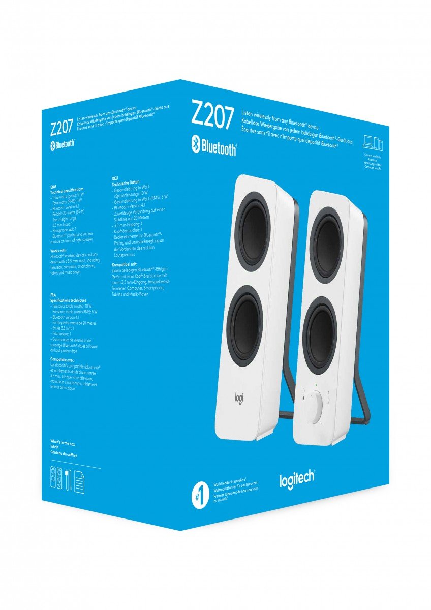 LOGITECH Z207 Speakers for PC 2.0-channel wireless Bluetooth 5 Watt Total white